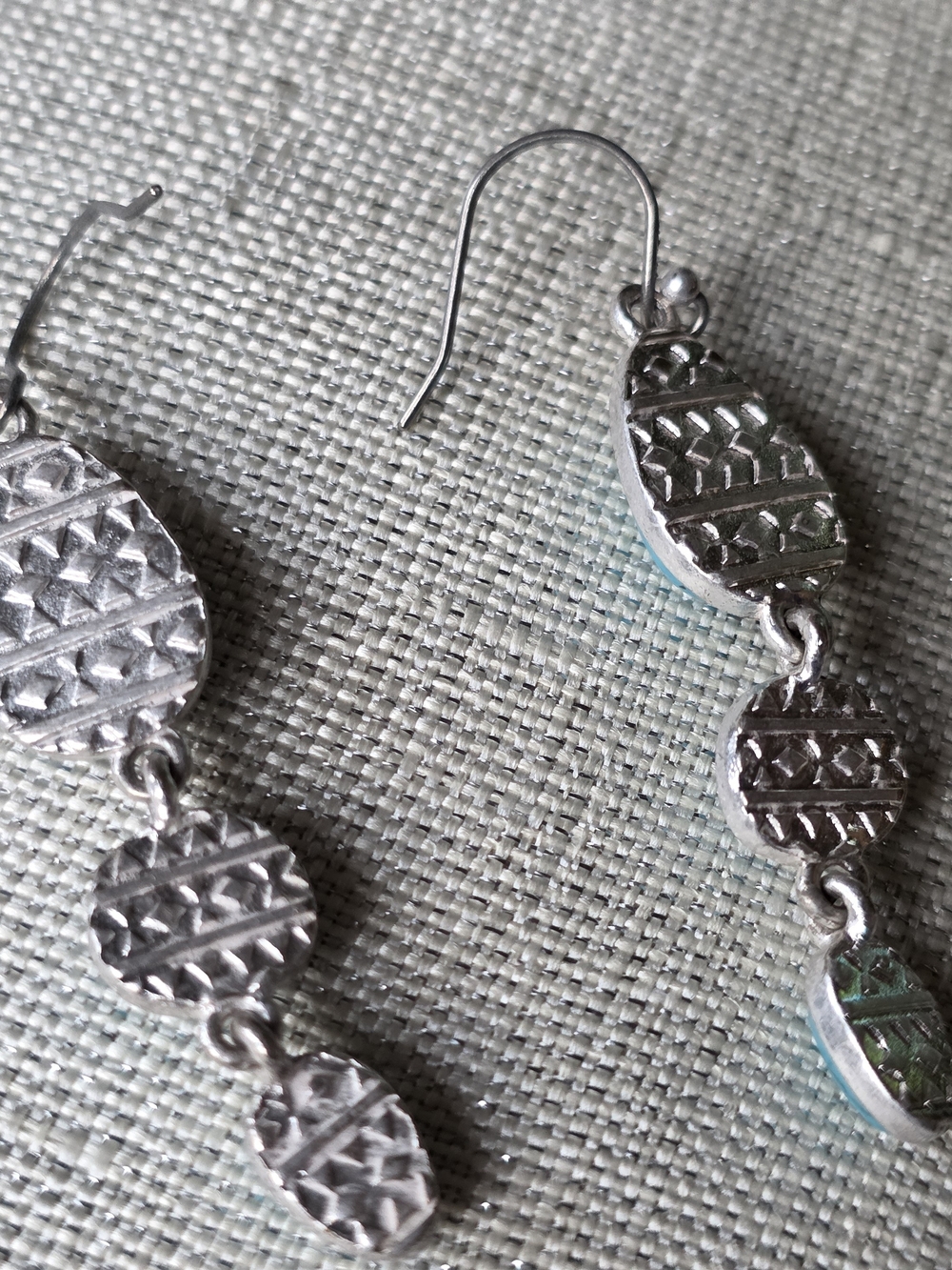 Lucky Brand silver-tone faux turquoise triple-drop dangle earrings - Picture 7 of 7